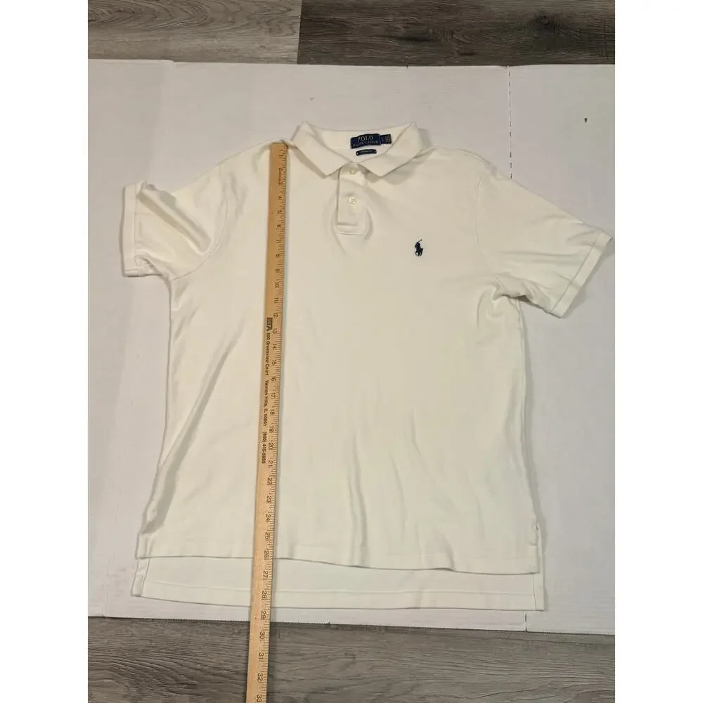 Polo Ralph Lauren Mens Large Custom Fit White Short Sleeve Pony Logo Polo Shirt
